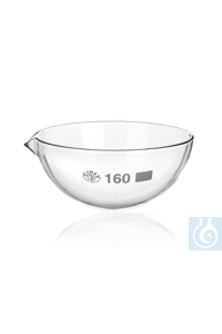 Evaporation dish with spout, 1700 ml, dim. Ø 206 x H 100 mm, round bottom, Simax® borosilicate...